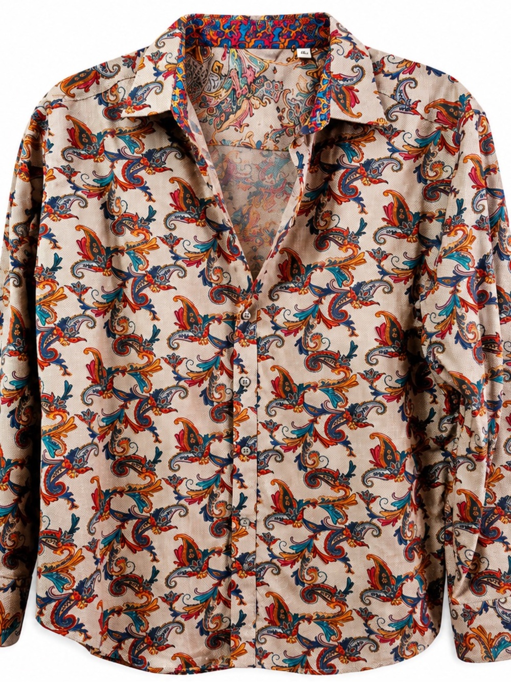 Robert Graham Gray Paisley Button-Down Shirt with Blue and Red Accents